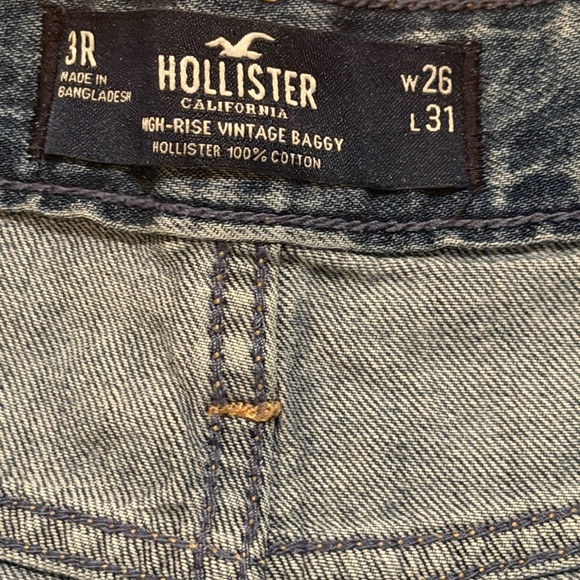 Hollister Distressed Blue Wide Leg Jeans - Picture 2 of 4